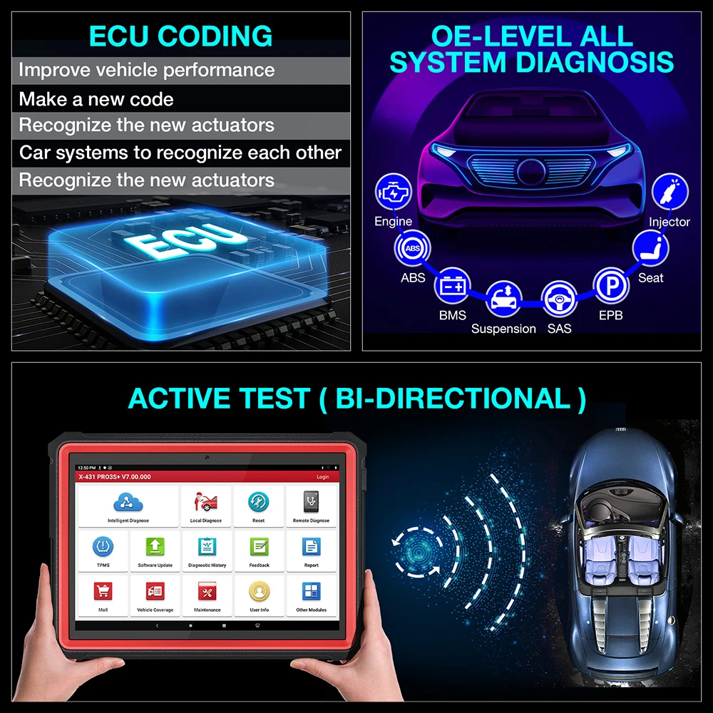 LAUNCH X431 PRO3S + Plus 10 1 &quotАвтомобильные диагностические инструменты OBD2