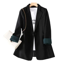 fashion spring autumn blazer women ol jackets solid oversized office lady all match brief blazers long sleeve vintage coats