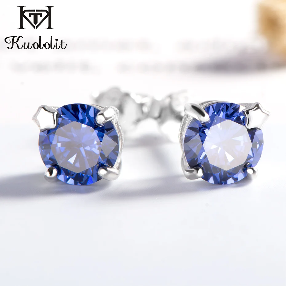 Tanzanite Kuolit синий сапфир драгоценный камень серьги гвоздики 925 пробы серебряная звезда рождественские украшения камень месяца сентябрь подарок для нее - Цвет камня: Tanzanite