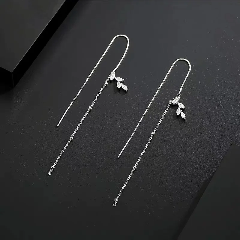

Real 925 Sterling Silver Chain Tassel MInimalist Drop Earrings For Elegant Women Party Fine Jewelry Cute Accessories Gift