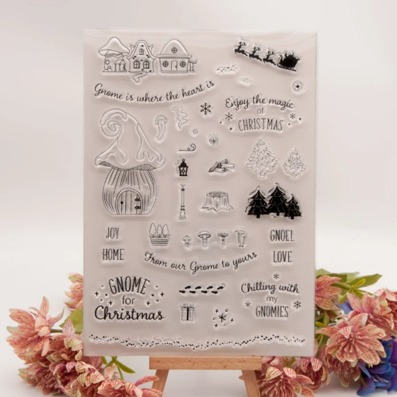 

1pc Mushroom House Transparent Clear Silicone Stamp Seal DIY Scrapbooking Rubber Hand Account Album Diary Decor Reusable 15*21cm