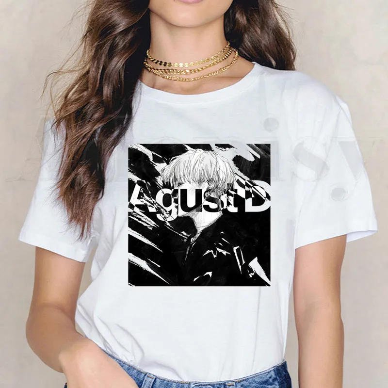 

Short Sleeve Tshirt Sexy Beautiful Girl Vogue Girls Tops Agust D Fanart Art Print AgustD Shirts Print Harajuku TShirt