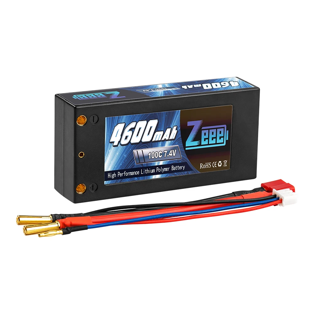Deans Plug Zeee 2S шорты Lipo 7,4 V 4600 мА/ч, 100C Батарея провод с силикатной гелевой Батарея с 4 мм пуля для деканов ультра разъем для автомобилей Грузовик Лодка - Цвет: Deans Plug