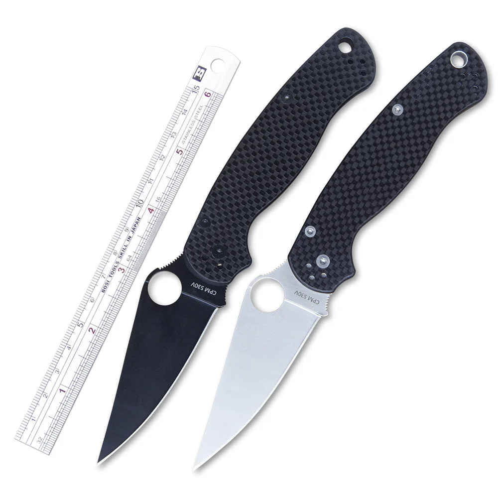 

C81 Folding Pocket Knife Carbon fiber Blade High-end Linen Handle Tactical Camping Knife Rope Cutter Outdoor EDC Multi Tools