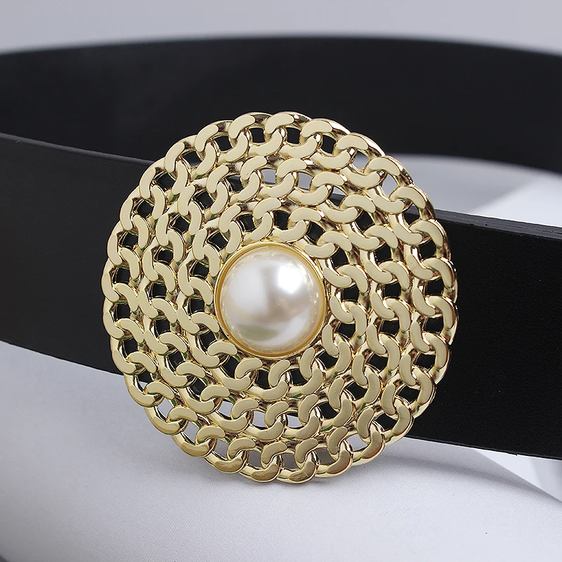 

Women's Runway Fashion Black Genuine Leather Cummerbunds Female Dress Corsets Waistband Belts Decoration Wide Belt TB1221