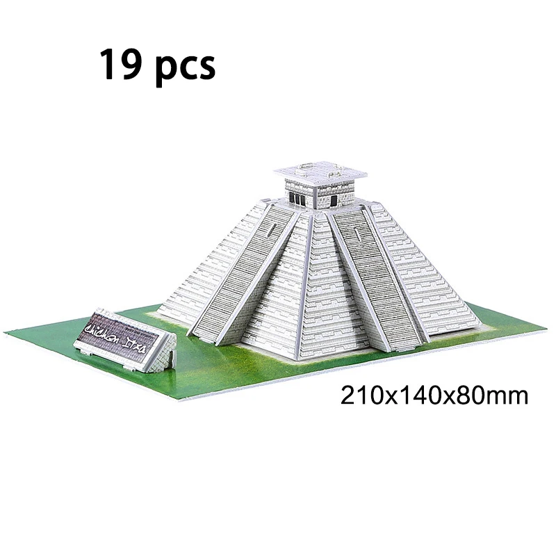 Mayan pyramid DIY архитектура 3D Картонная головоломка игрушки Нотр-Дам де Пари Эйфелева башня Василий собора всемирно известная архитектурная модель игрушки - Цвет: Mayan pyramid