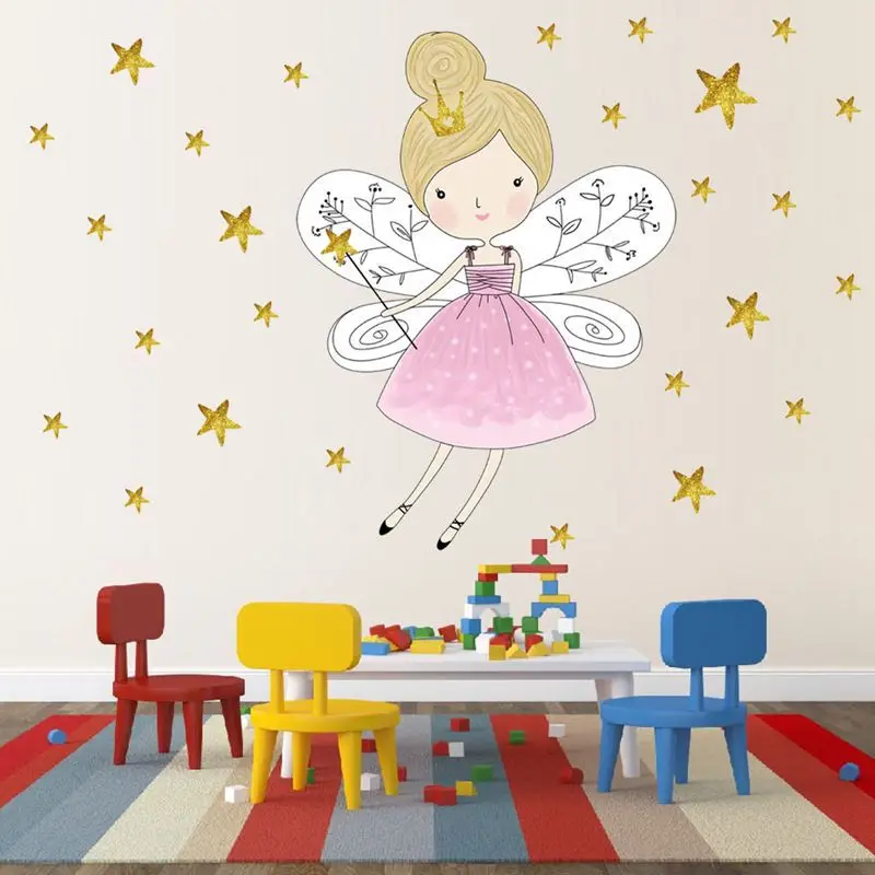 Настенная Наклейка Elf Princess мультяшная детская комната домашний декор граффити