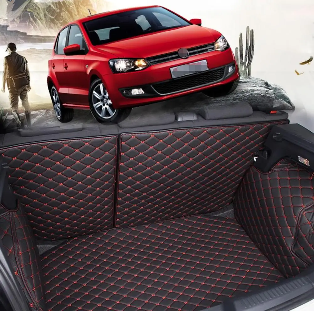 fiber leather car trunk mat for volkswagen POLO mk5 2009 2010 2011 2012 2013 2014 2015 2016 2017 cargo liner car accessories
