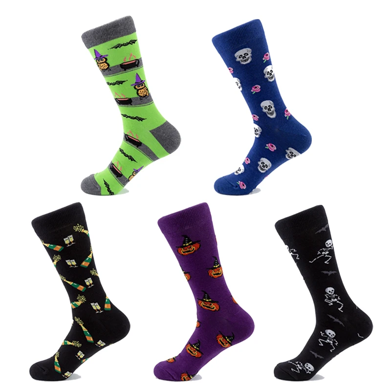 

Autumn And Winter Trend Cartoon Cotton Socks Men Women Casual Sports Skateboard Halloween Ins High Stockings Printed Fun Hose