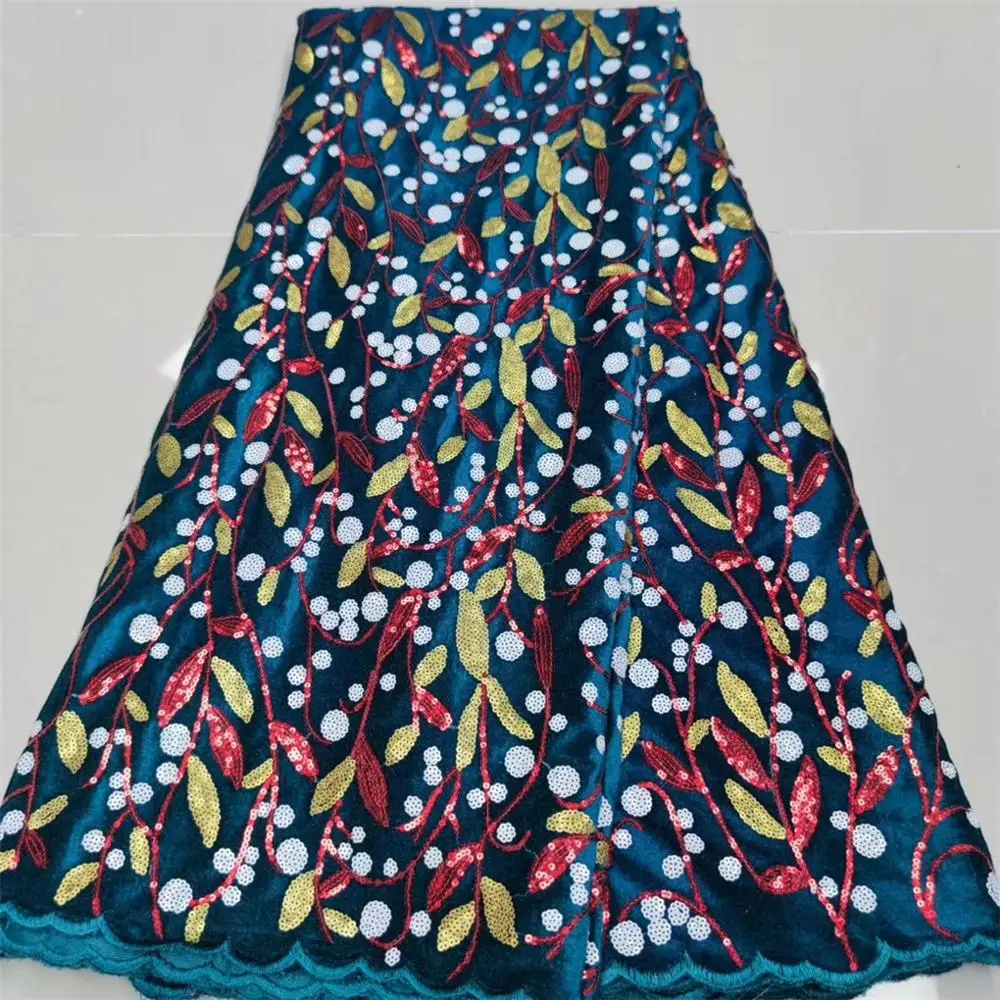 Новинка 2020 французские кружева Королевского синего цвета с бархатной тканью