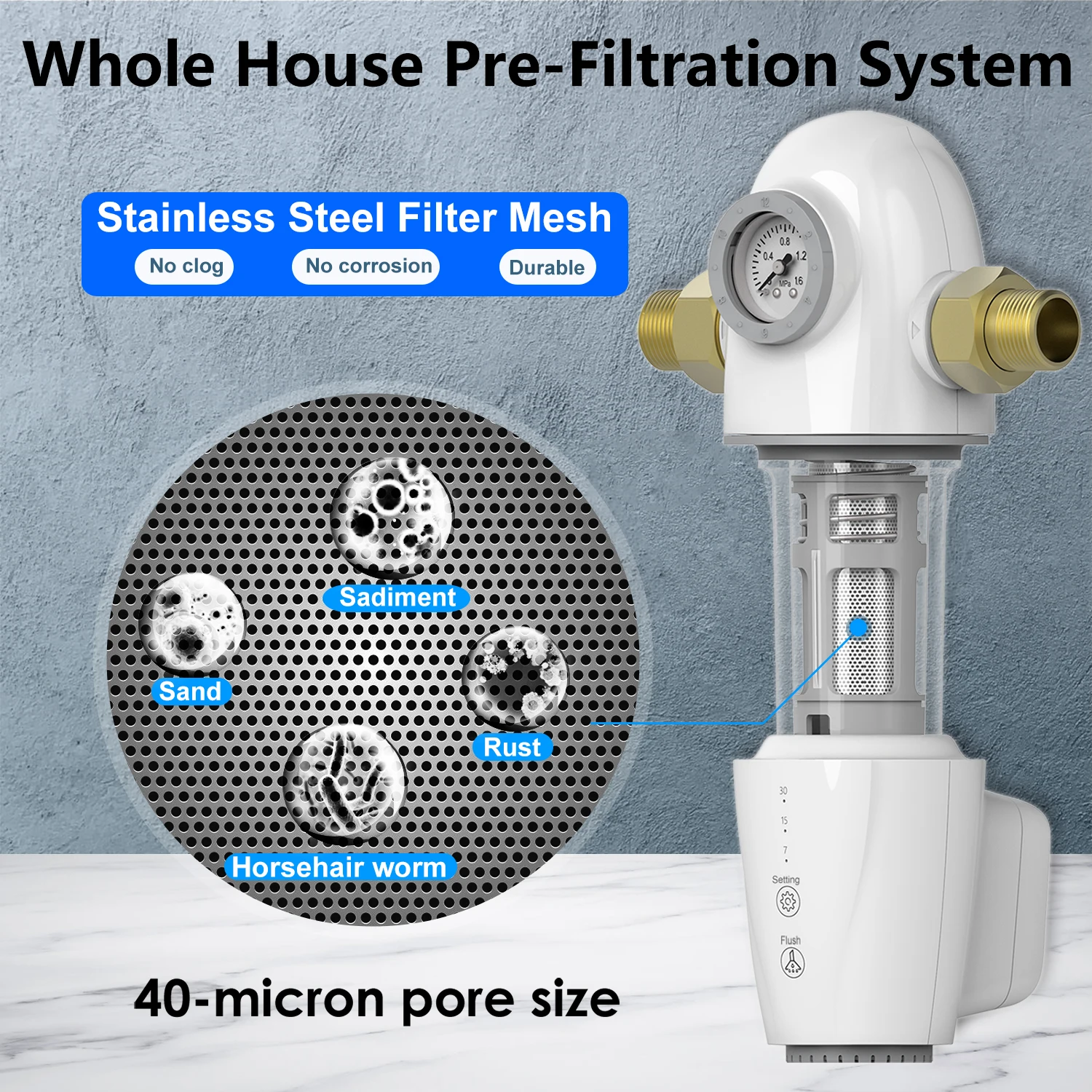 althy pre auto2 automatic flushing backwash prefilter spin down sediment water filter central whole house purifier system free global shipping