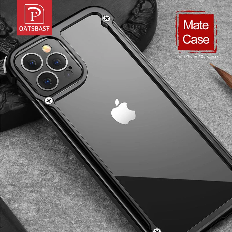 

Phone Case For IPhone 13 Pro Max Luxury Metal Frame Shape With Airbag Shockproof Original Case Bumper Back Bover Cool Case