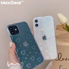 Прозрачный чехол для телефона с градиентным лазером и сердцем для iPhone 11, 12 Pro Max, XS, X, XR, SE 2020, 8, 7 Plus, 12 Pro, противоударный жесткий прозрачный чехол