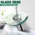 Хромированный кран со стеклянным краем из полированного стекла, кран для раковины в ванную комнату, крепление на поверхность, для холодной и горячей воды