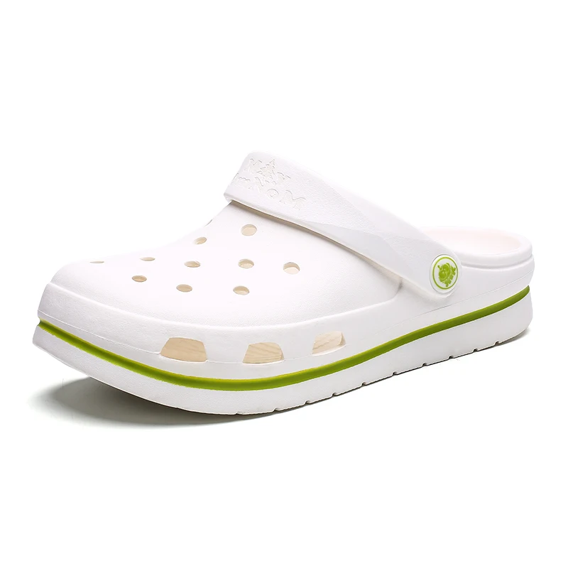 white Crocse Crocks/мужские сандалии для бассейна; летняя Уличная обувь для пляжа; мужские садовые Сабо без застежек; Повседневная водонепроницаемая обувь для душа; Crock - Цвет: white
