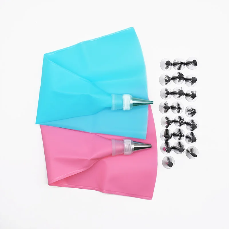 

8/16/26pcs Reusable Silicone Pastry Bag Stainless Steel Mouth Set DIY Kitchen Baking Cake Cream Decoration Tools Pastry Bags
