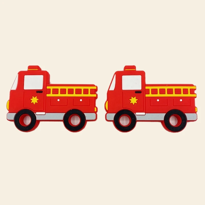 

Cartoon Baby Teether Silicone Fire Engine Beads Soother Molar Toys Newborn Infant Teething Shower Gifts