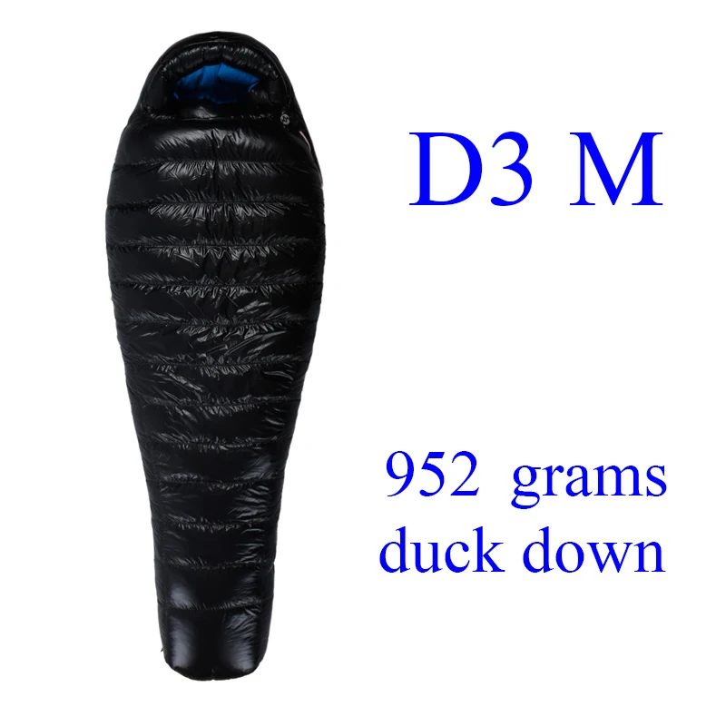 Aegismax D2/D3/D4/D5 открытый белый утиный пух Зимний Мумия спальный мешок UL серии - Цвет: D3 M Black