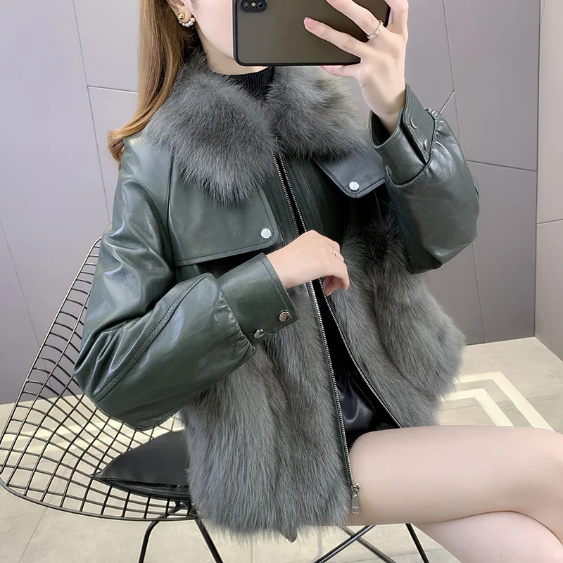 

Fur 2021 Winter New Fox Fur Coat Sheep Fur Integrated Coat Women's Short Style Is Thin