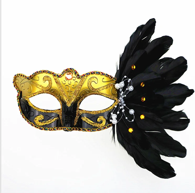 Новая маска для маскарада с искусственными перьями подарок на день рождения |