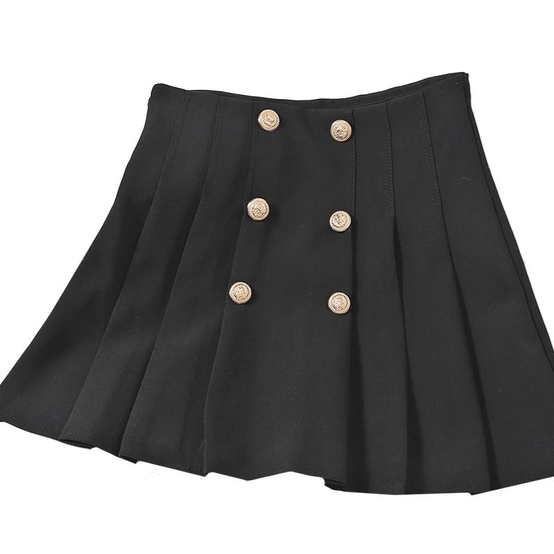 

pleated skirt double-breasted bust skirt to show thin female students joker high pockets hip skirt han edition