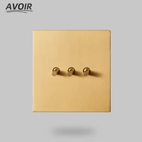 avoir toggle switch usb wall socket electrical outlets gold stainless steel panel vintage switch dimmer rj45 network eu fr pulgs