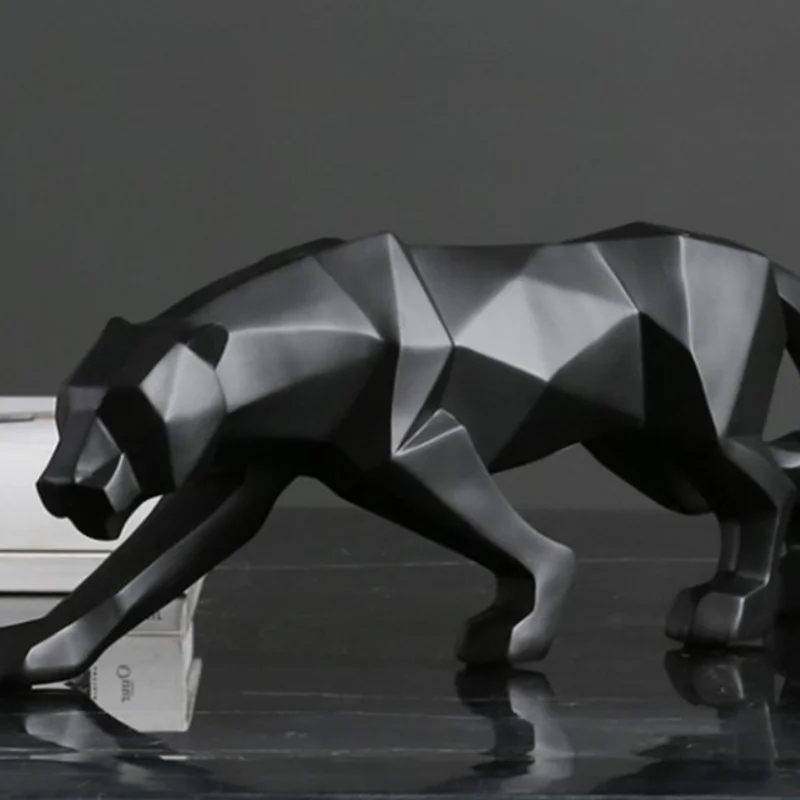 

Solid Geometry Modern Abstract Geometry Leopard Sculpture Home Office Desktop Resin Leopard Crafts Decorative Animal Statue