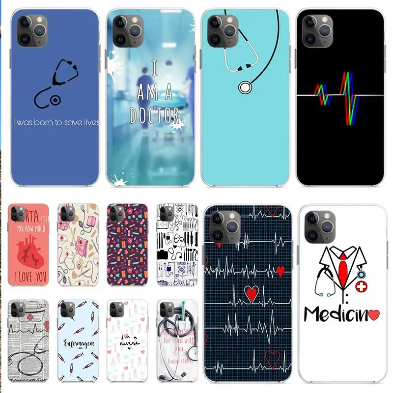 

White Angel Medical Staff Phone Case For iphone 11 12 11Pro MAX 5 5S SE 2020 6 7 8Plus X XS MAX XR 6S Transparent Soft TPU Cover