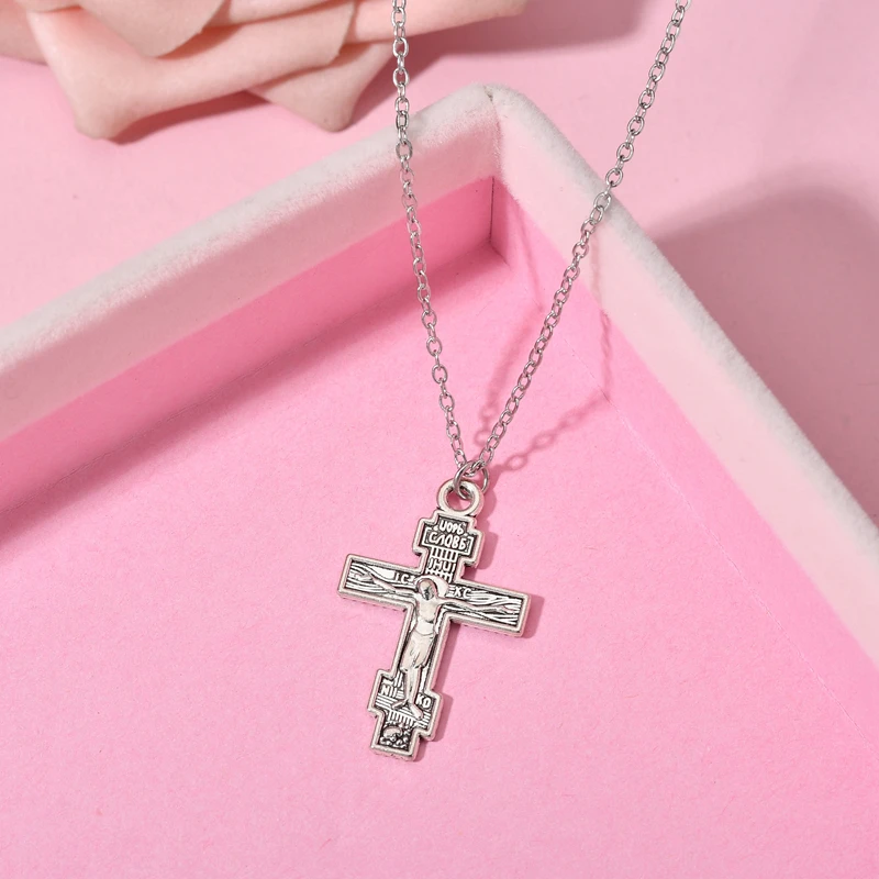 Узор колье религия Египетский Анкх ожерелья с распятием подвески из нержавеющей