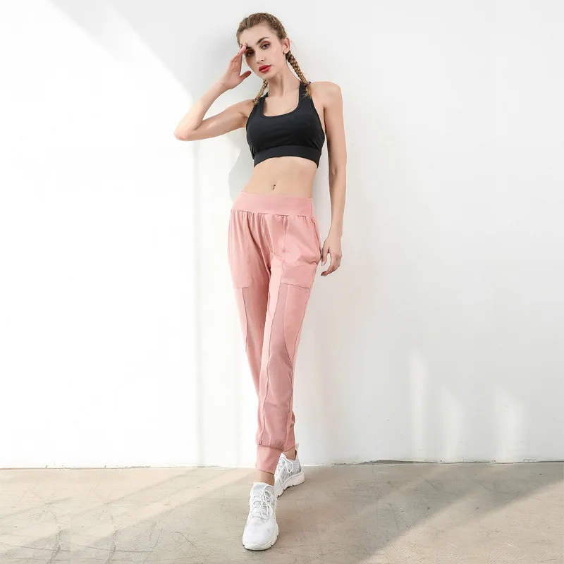 

Mesh Breathable Sports Pants Women's Thin High Waist Running Sports Fitness Pants Quick-drying Yoga Pants Loose Feet