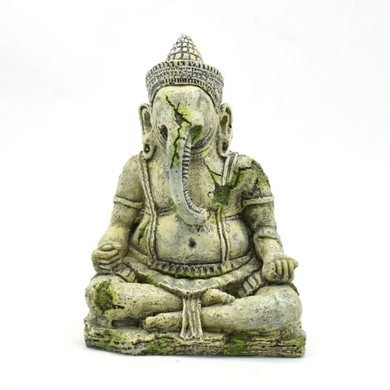 Resin Seated Elephant God Imitaion Aquarium Fish Tank Decor Landscaping Ornament Decoration Vintage A | Дом и сад
