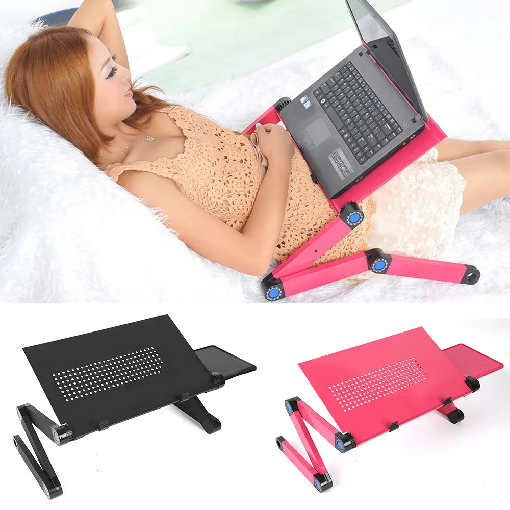 

Adjustable Laptop Desk Ergonomic Lapdesk For TV Bed Sofa Notebook Table Stand With Mouse Pad Portable Aluminum Vented Table