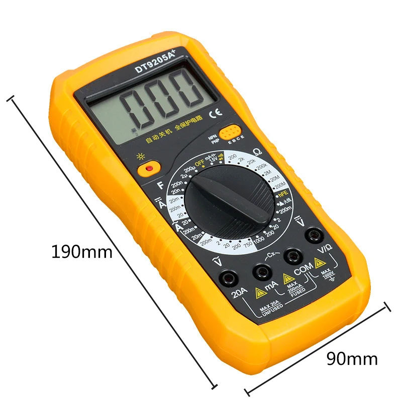 DT9205A + профессиональный мультиметр ЖК Цифровой Амперметр Вольтметр