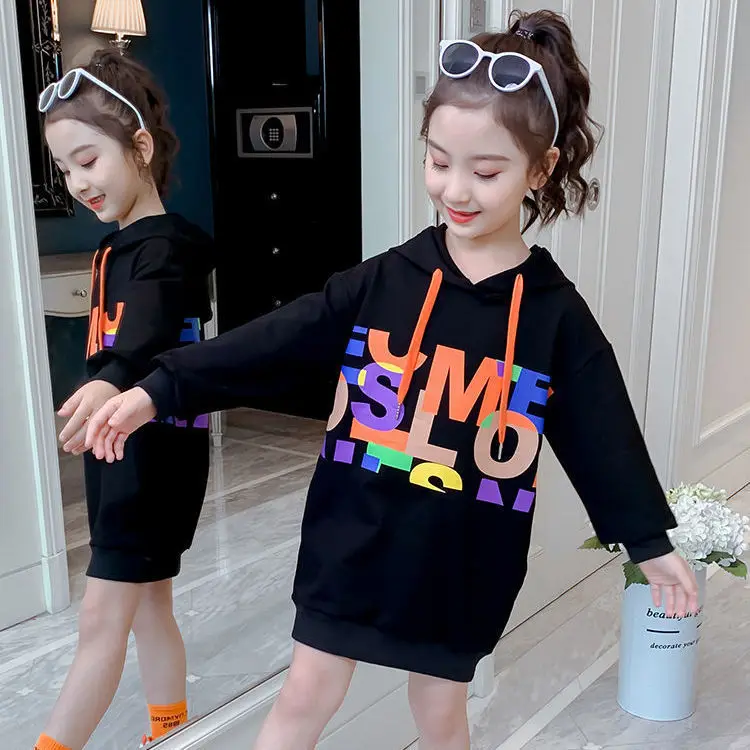 

New Girl Sweatshirt Hoody Kids Hooded Clothes Printed Casual Pullovers Girls Long Hoodies Long Sleeve Autumn Clothes
