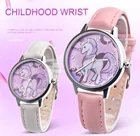 Часы UTHAI CQ17 Детские Кварцевые для девочек, разноцветные наручные часы с мультяшным рисунком лошади, зверя, с кожаным ремешком