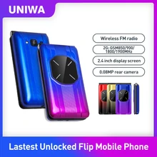 Uniwa k666 grande botão gsm telefone sênior duplo sim fm rádio teclado hebraico russo telefone flip idosos clamshell celular (4)