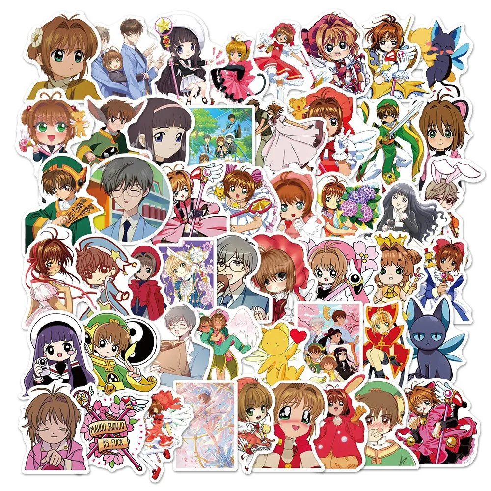 50Pcs Card Captor Sakura Stickers Cartoon Waterproof Anime Sticker Skateboard Bicycle Laptop Classic Graffiti Decals Kid Gift - купить по