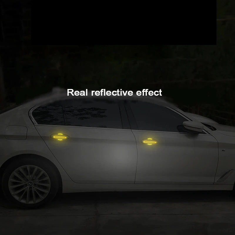 4 шт. наклейка на ручку двери автомобиля 5D Светоотражающая из углеродного волокна