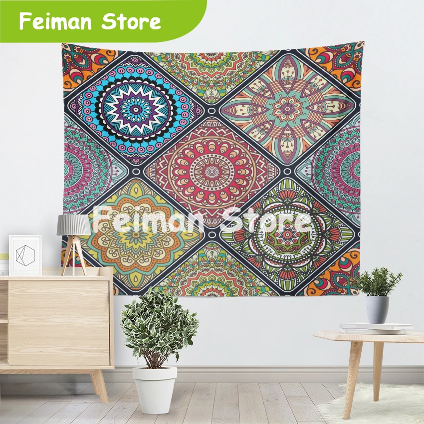 Большие размеры многоцветный красивый МАНДАЛА ГОБЕЛЕН навесной пляж полотенце