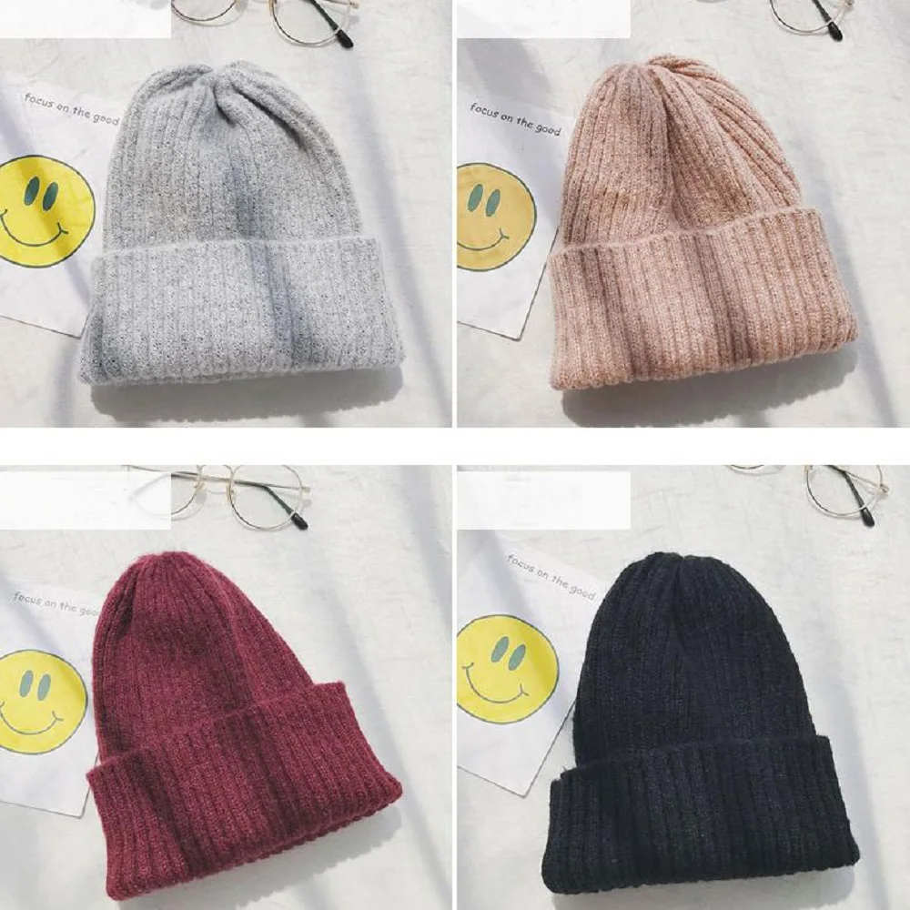 Модные однотонные толстые плюшевые ветрозащитные женские вязаные зимние теплые