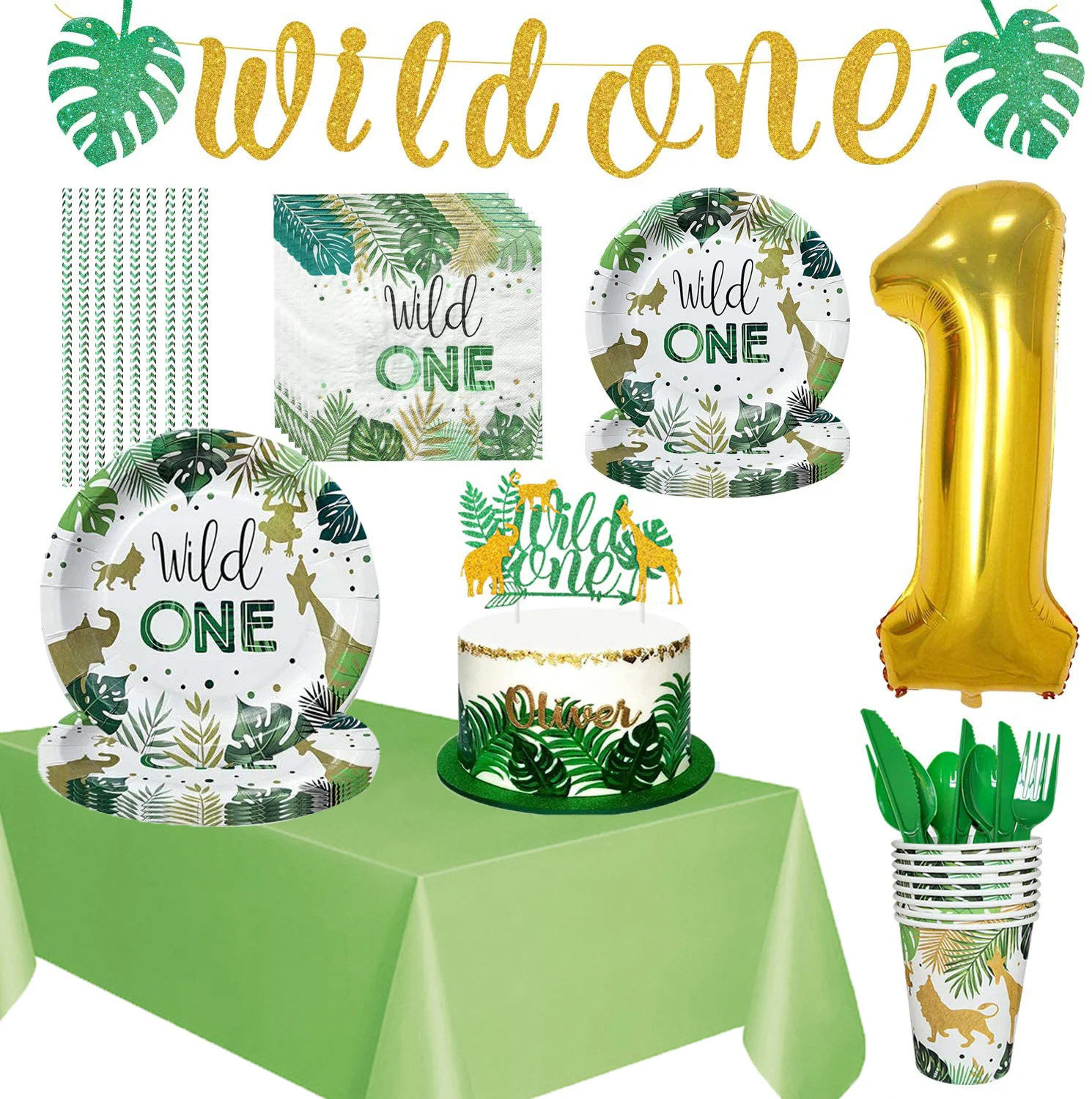 Wild One Birthday Decorations Forest Party Supplies Plates Napkins Cups Balloons 1st Safari Birthday Decorations Tableware Set