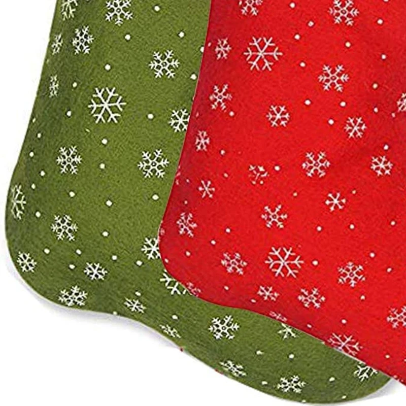 

Mini Christmas Stockings with Snowflake, 9 Inch Party Decorations/Gift Bags, Red & Green, 12PCS