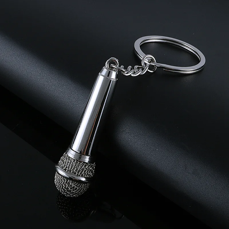 100 шт./лот оптовая продажа металлические музыкальные брелоки с микрофоном модные