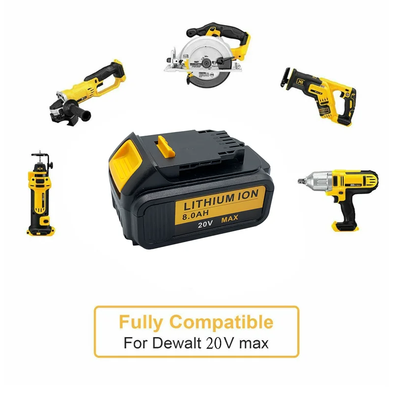 

Replacement of 20V 8.0ah Max XR battery power tool DeWalt dcb184 dcb181 dcb182 dcb200 20V 18V battery
