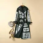 Элегантная зимняя верхняя одежда, трендовый Тренч с буквенным принтом и граффити, длинное женское пальто контрастных цветов с поясом