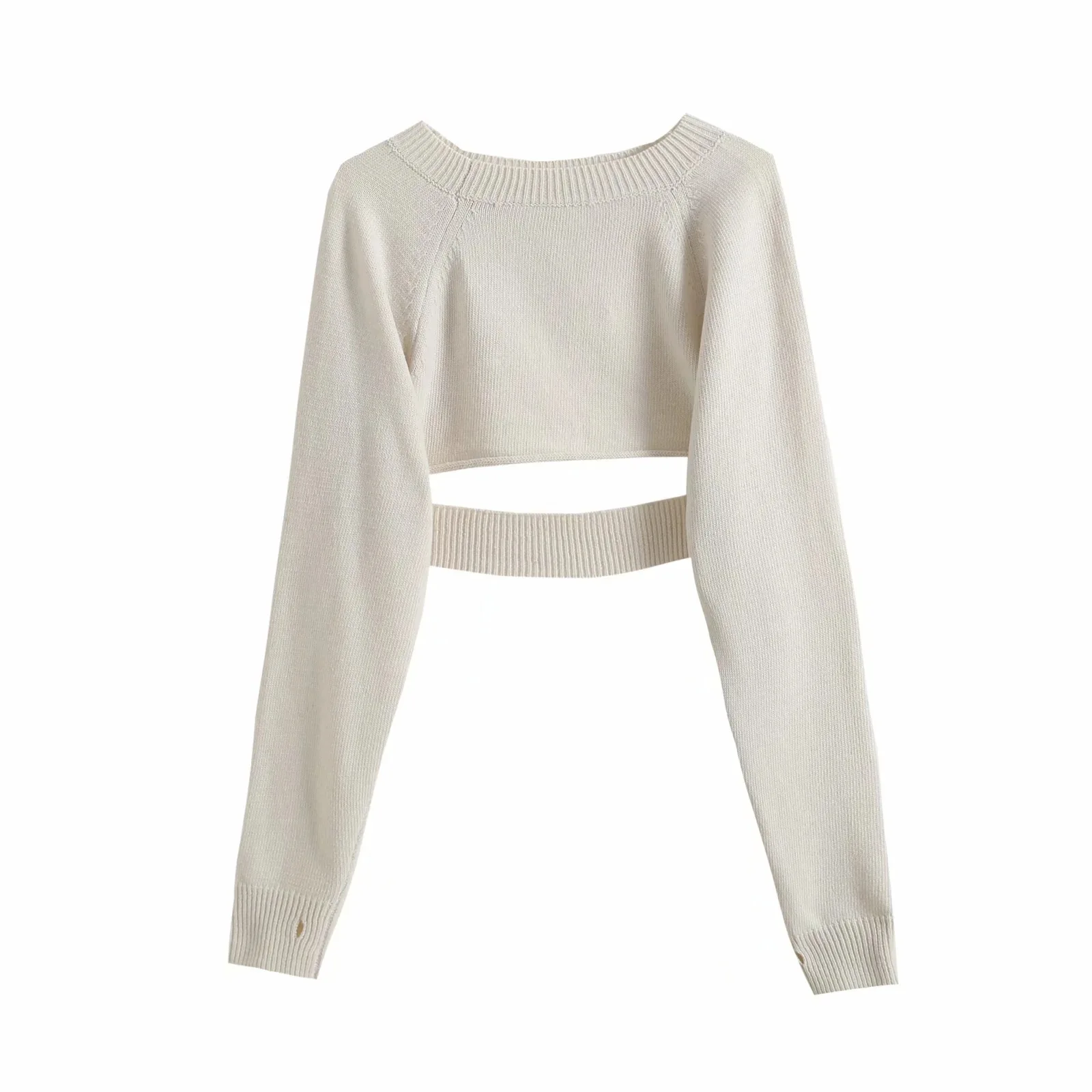 

Casual Knitted Hollow Out Irregular Sweater Crop Top Women Autumn Winter Long Sleeve Round NecK Loose Pullover Lady Jumper Tops
