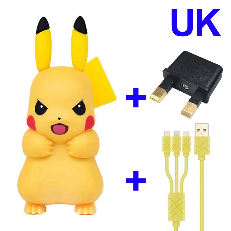 Для iPhone зарядное устройство, Милый Пикачу USB телефон зарядное устройство для iPhone 6 7 8 X Xs Xr Мобильный USB адаптер зарядное устройство для samsung для Xiaomi - Тип штекера: UK with Cable