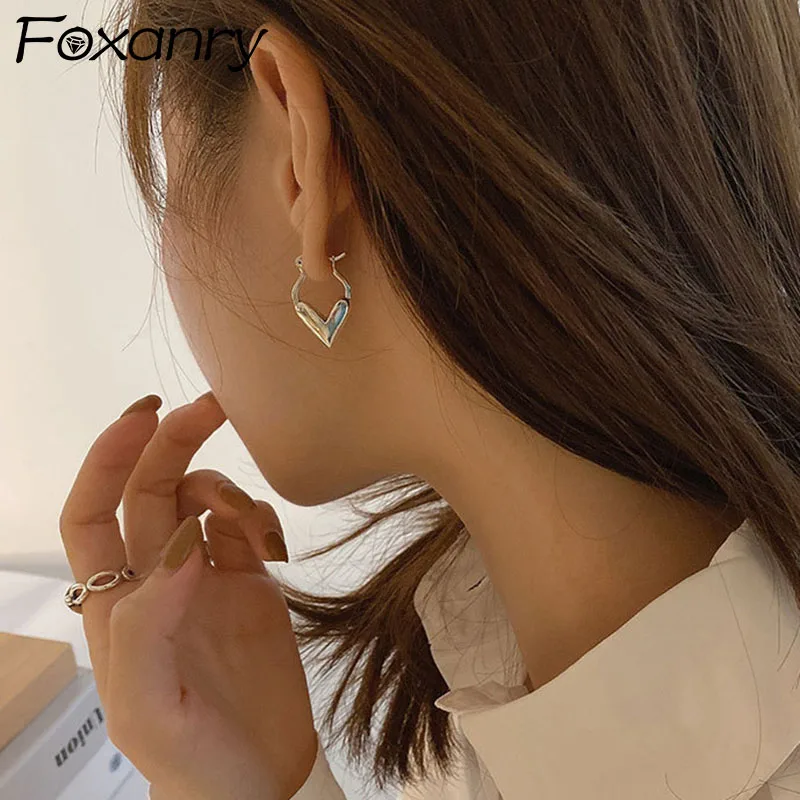 Серьги-кольца Foxanry с защитой от аллергии 925 новые модные элегантные милые