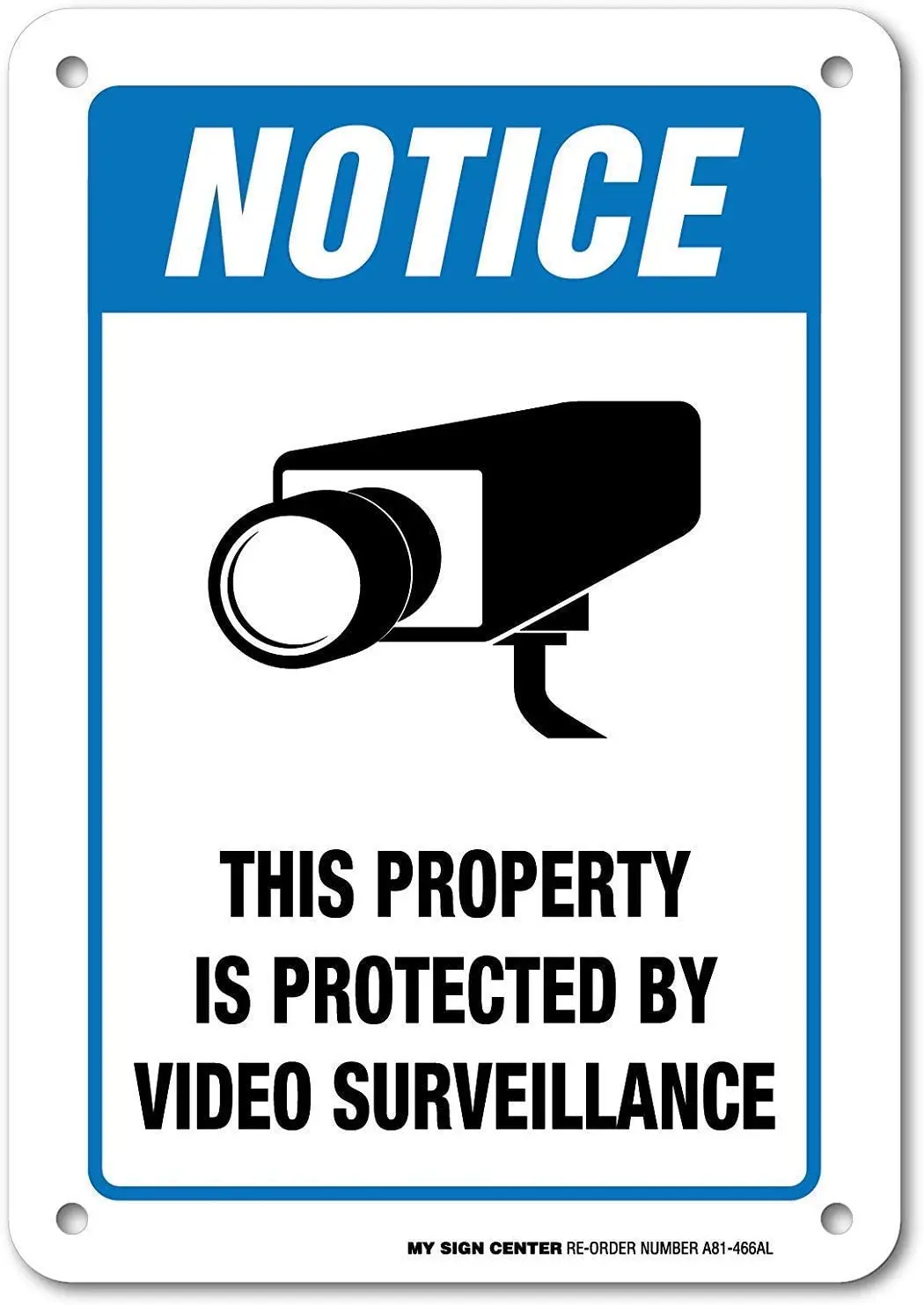 

Notice This Property is Protected Video Surveillance Novelty Funny Aluminum Metal Sign Vintage Look Sign Metal Plate for Home