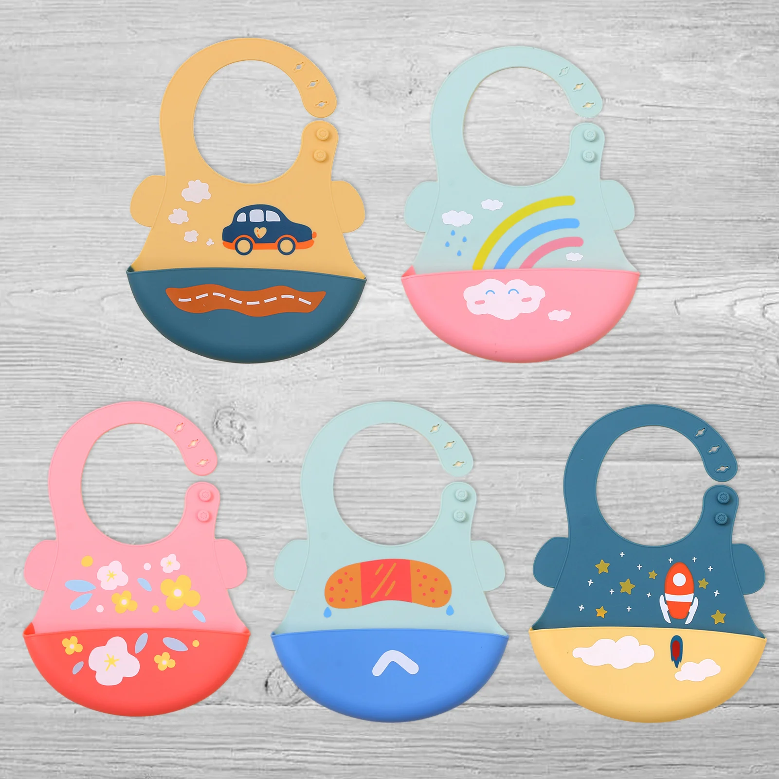 

Fashionable Silicon Baby Bib Waterproof Infant Bibs Newborn Feeding Super Soft Silicone Safe Saliva Pocket Adjustable For Babys